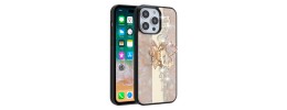 For iPhone 13 Pro SPLENDID Diamond Glitter Ornaments Engraving Case Cover - Good Luck Floral Gold