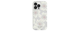 For iPhone 13 Pro SPLENDID Diamond Glitter Ornaments Engraving Case Cover - Good Luck Floral White