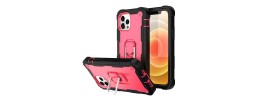 For iPhone 13 Pro Sculptor Tough 3in1 Ring Stand Hybrid Case Cover - Black/Pink