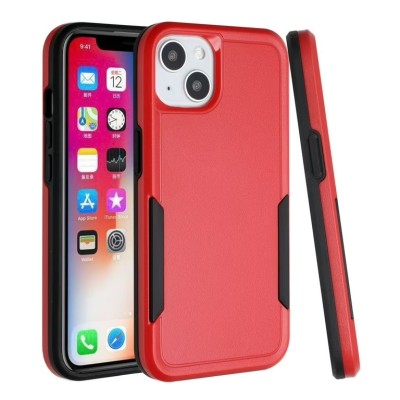 For iPhone 13 Pro ShockProof Bumper Case with PET Screen Protector Case Cover - Clear/Red