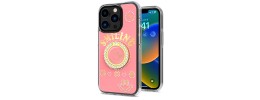 For iPhone 13 Pro Smiling Glitter Ornament Bling With Ring Stand Hybrid Case Cover - Pink