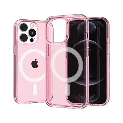 For iPhone 13 Pro Sturdy Ultra Thick 3mm Transparent Hybrid Case Cover - Pink