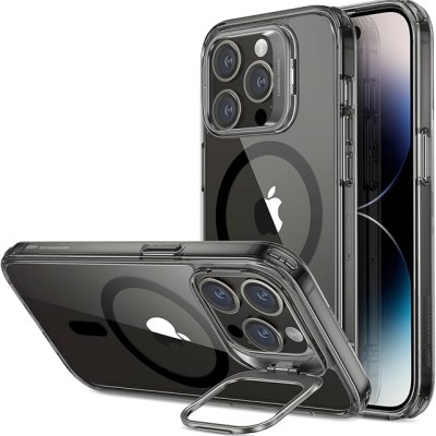 For iPhone 13 Pro Success Transparent Magnetic RingStand Hybrid Case Cover - Black