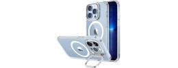 For iPhone 13 Pro Success Transparent Magnetic RingStand Hybrid Case Cover - Blue