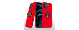 For iPhone 13 Pro Success Transparent Magnetic RingStand Hybrid Case Cover - Red