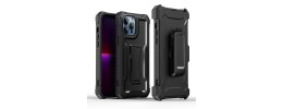 For iPhone 13 Pro Tough 3in1 Holster Combo with Vertical Kickstand Cover Case - Black