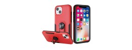 For iPhone 13 Pro Tough Strong Dual Layer Flat Magnetic Ring Stand Case Cover - Red
