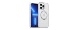 For iPhone 13 Pro Transparent Design Shockproof Magnetic Ring Stand Case Cover - Smoke