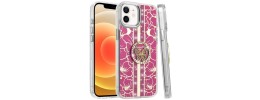For iPhone 13 Pro Trendy Fashion Design Hybrid Case Cover - Butterfly Floral on Pink