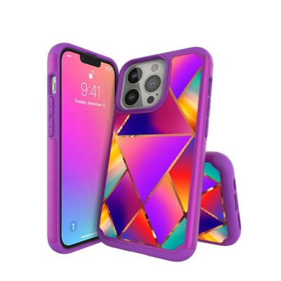 For iPhone 13 Pro Trendy Fashion Design Hybrid Case Cover - Geometric