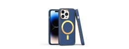 For iPhone 13 Pro Ultimate PU Leather [Magnetic Circle] Beautiful Hybrid - Navy Blue