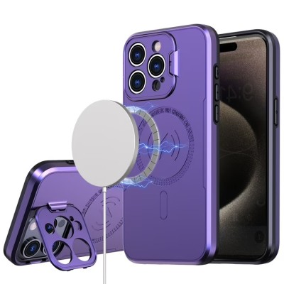 For iPhone 13 Pro Urban Design Magnetic Ring Stand Hybrid Camera Case Cover - Purple