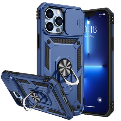For iPhone 13 Pro V 3in1 Combo Kickstand Holster Cover Case - Dark Blue
