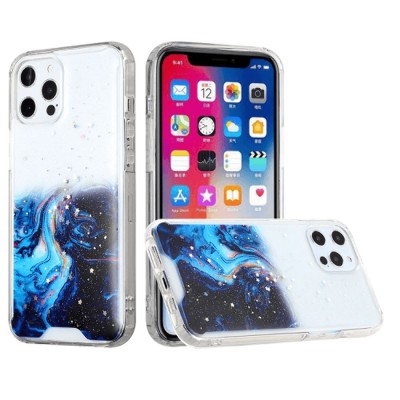 For iPhone 13 Pro Vogue Epoxy Glitter Hybrid Case Cover - Colorful Galaxy