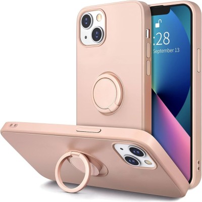 For iPhone 13 Pro Warship Magnetic Ring Stand Shockproof Hybrid Case Cover - Rose Gold