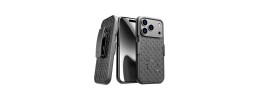 For iPhone 13 Pro Weave Premium 3in1 Combo Holster Kickstand Case Cover - Black