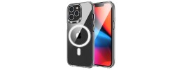 For iPhone 13 / iPhone 14 6.1" METKASE Dazzle Magnetic Ring Stand Alloy Chrome Transparent Hybrid in Slide-Out Package - Black