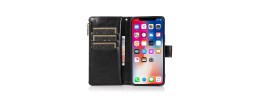 For iPhone 13 / iPhone 14 6.1" METKASE Luxury Wallet Card ID Zipper Money Holder in Slide-Out Package - Black