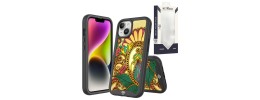 For iPhone 13 / iPhone 14 6.1" METKASE Premium Exotic Design Hybrid Case in Slide-Out Package - Dark Grunge Eiffel Tower Paris Sakura Flowers