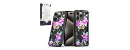 For iPhone 13 / iPhone 14 6.1" METKASE Premium RANK Design Fused Hybrid in Slide-Out Package - Tropical Romantic Colorful Roses Floral