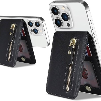 For iPhone 13 / iPhone 14 6.1" METKASE Wallet PU Vegan Leather ID Card Money Holder with Magnetic Closure in Slide-Out Package - Black
