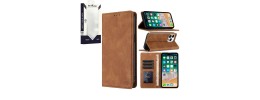 For iPhone 13 / iPhone 14 6.1" METKASE Wallet PU Vegan Leather ID Card Money Holder with Magnetic Closure in Slide-Out Package - Brown