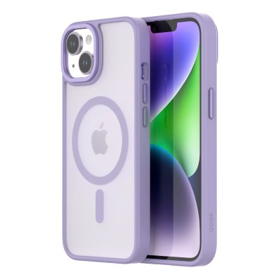 For iPhone 13 / iPhone 14 6.1" Magnetic Ring Radiator Design Hybrid with Metal Buttons Case Coverr - Light Purple