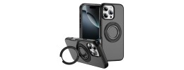 For iPhone 14/13 Glitz HQ Shimmer Glitter [Magnetic Ring Circle] with 360 degree Rotational Ring Kickstand Tough Hybrid Case - Black