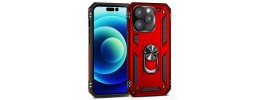 For iPhone 14/13 Loop Hybrid with [Magnetic Ring Circle] 360 degrees Rotational Kickstand Case Cover - Red