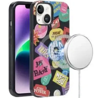 For iPhone 14/13 [Magnetic Circle] Double Layer Design IMD TPU Case - Eagle