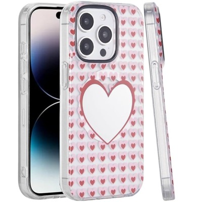 For iPhone 14/13 [Magnetic Circle] Double Layer Design IMD TPU Case - Cherry