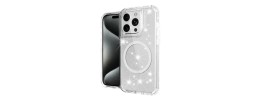 For iPhone 14/13 Magnetic Ring Circle Bling Chrome 3in1 Hybrid Case - Clear
