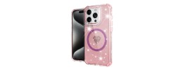 For iPhone 14/13 Magnetic Ring Glitter 3in1 Hybrid Case Cover - Clear