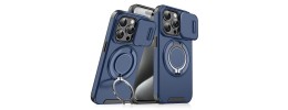 For iPhone 14/13 Push Mount Friendly Camera Protective [Ring Stand] Hybrid Case - Dark Blue