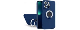 For iPhone 14/13 Push Mount Friendly Camera Protective [Ring Stand] Hybrid Case - Light Blue