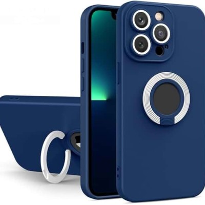 For iPhone 14/13 Push Mount Friendly Camera Protective [Ring Stand] Hybrid Case - Light Blue
