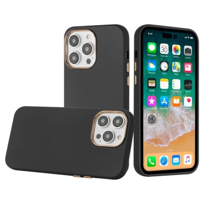 For iPhone 14 6.1" Acrylic [Magnetic Circle] Tough 2.5mm Transparent ShockProof Hybrid - Black
