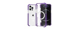 For iPhone 14 6.1" Acrylic [Magnetic Circle] Tough 2.5mm Transparent ShockProof Hybrid - Purple