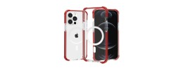 For iPhone 14 6.1" Acrylic [Magnetic Circle] Tough 2.5mm Transparent ShockProof Hybrid - Red