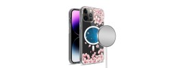 For iPhone 14 6.1" Design Quotation [Magnetic Circle] Transparent Shockproof Hybrid - Floral E