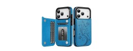 For iPhone 14 6.1" Design Wallet ID Credit Card Money Holder with Magnetic Metal Closure including Lanyard - Colorful Butterflies
