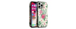 For iPhone 14 6.1" Design Wallet ID Credit Card Money Holder with Magnetic Metal Closure including Lanyard - Rose Pink Floral