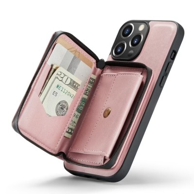 For iPhone 14 6.1" Design Wallet ID Credit Card Money Holder with Magnetic Metal Closure including Lanyard - Zigzag