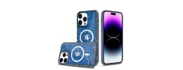For iPhone 14 6.1" Epoxy Glitter [Magnetic Circle] ShockProof Hybrid 2.5mm Thick - Black