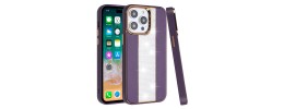For iPhone 14 6.1" Flashy Diamond Leather Sticked On Hybrid with Chrome Camera Edge - Light Purple