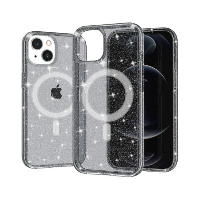 For iPhone 14 6.1" Glitter Ultra [Magnetic Circle] Thick 3mm Transparent Hybrid - Smoke