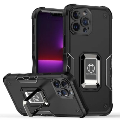 For iPhone 14 6.1" METKASE Exquisite Tough Shockproof Hybrid in Slide-Out Package - Dark Purple/Black