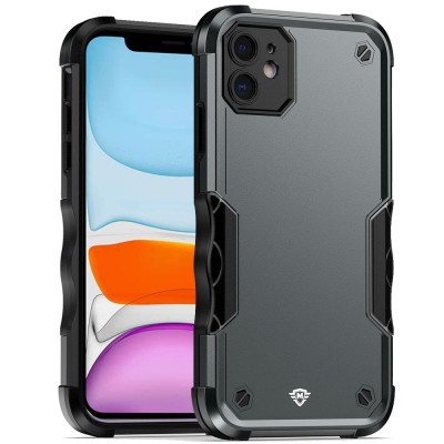 For iPhone 14 6.1" METKASE Exquisite Tough Shockproof Hybrid in Slide-Out Package - Grey/Black