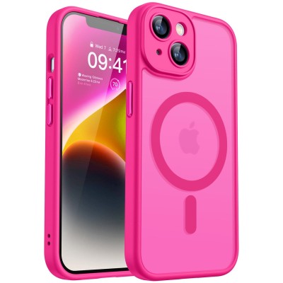 For iPhone 14 6.1" METKASE Exquisite Tough Shockproof Hybrid in Slide-Out Package - Hot Pink/Black