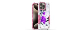 For iPhone 14 6.1" METKASE Premium√Ç¬†Exquisite Design Hybrid in Slide-Out Package - Rose Pink Floral